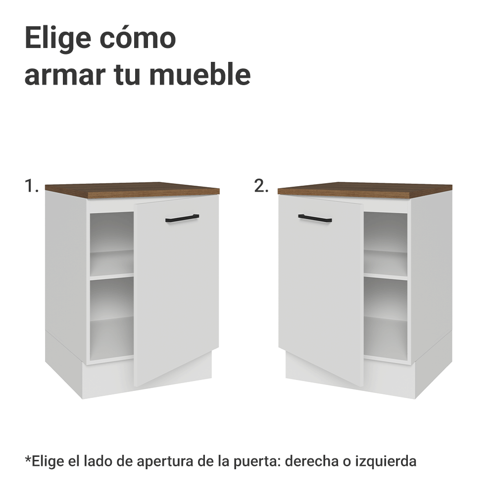 Bajo Mesada 60 cm 1 Puerta Blanco/Marrón Agata Madesa