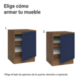 Bajo Mesada de Cocina 60 cm 1 Puerta Marrón/Azul Vik Madesa