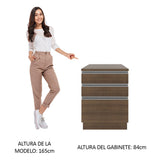Bajo Mesada 60 cm 3 Cajones Glamy Marrón