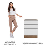 Bajo Mesada 60 cm 3 Cajones Glamy Marrón/Blanco