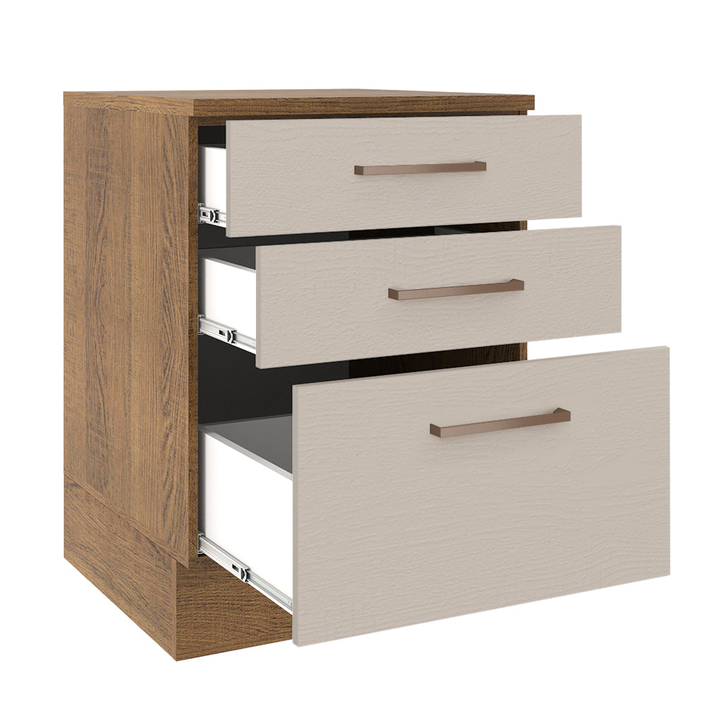 Bajo Mesada 60 cm 3 Cajones Agata Marrón/Crema