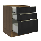 Bajo Mesada 60 cm 3 Cajones (Sin Mesada) Marrón/Negro Lux Madesa
