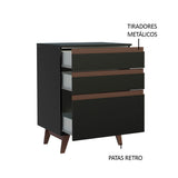 Bajo Mesada Reims 60 cm 3 Cajones Negro
