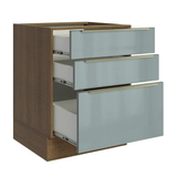 Bajo Mesada de Cocina 60 cm 3 Cajones (Sin Mesada) Marrón/Gris Lux Madesa