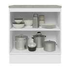 Bajo Mesada 70 cm 2 Puertas (Con Mesada) Blanco/Negro Lux Madesa