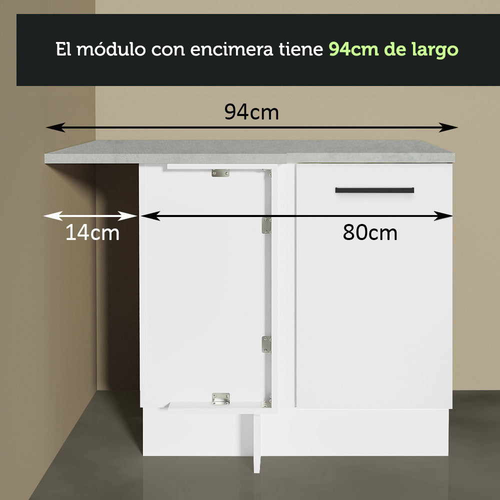 Bajo Mesada 94 cm Sin cajones 1 Puerta Agata Blanco