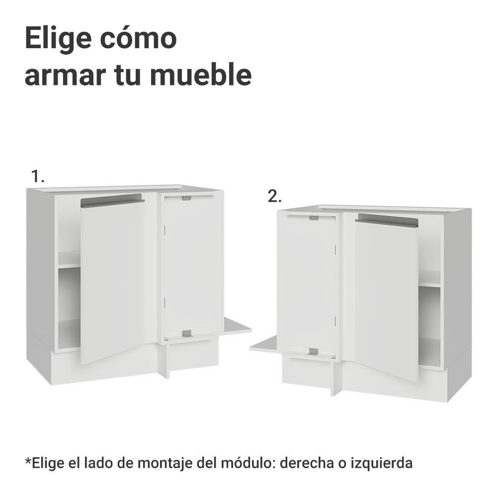 Bajo Mesada Esquinero 94 cm 1 Puerta (Sin Mesada) Blanco Glamy Madesa