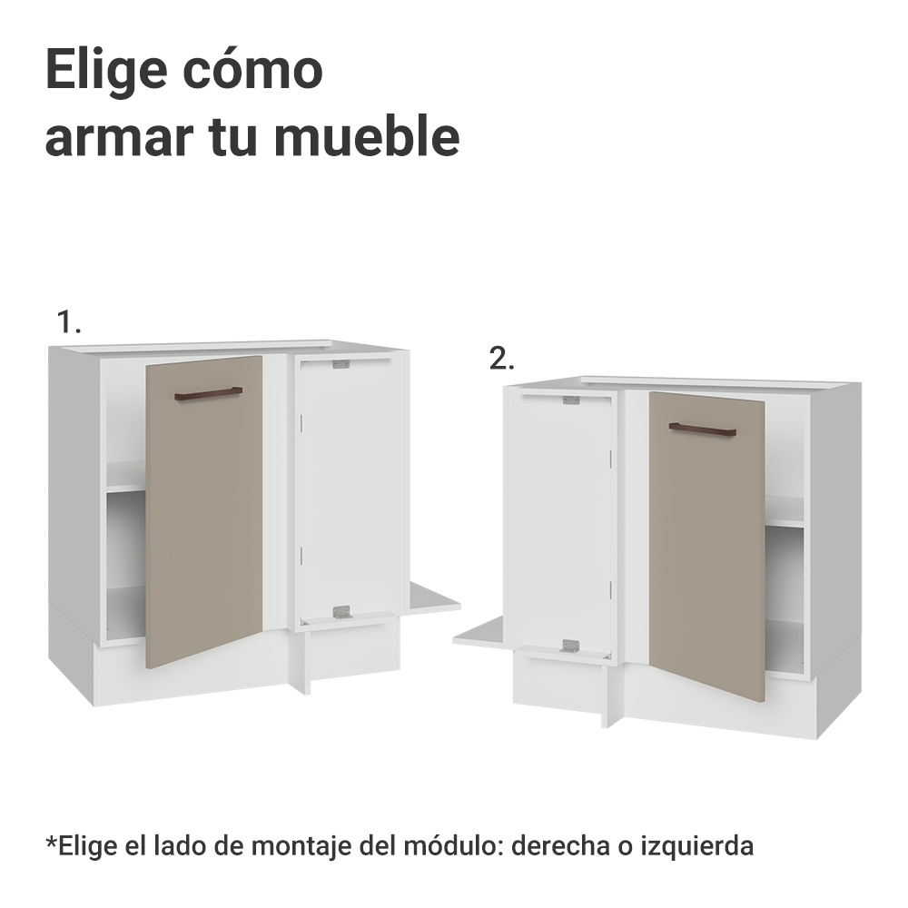 Bajo Mesada Esquinero 94 cm 1 Puerta (Sin Mesada) Blanco/Crema Agata Madesa