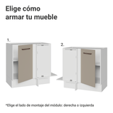 Bajo Mesada Esquinero 94 cm 1 Puerta (Sin Mesada) Blanco/Crema Agata Madesa