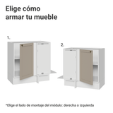 Bajo Mesada Esquinero 94 cm 1 Puerta (Sin Mesada) Blanco/Crema Vik Madesa