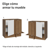 Bajo Mesada Esquinero 94 cm 1 Puerta (Sin Mesada) Marrón/Blanco Stella Madesa