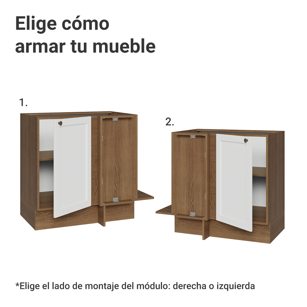 Bajo Mesada Esquinero 94 cm 1 Puerta (Sin Mesada) Marrón/Blanco Vik Madesa