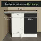 Bajo Mesada 94 cm Sin cajones 1 Puerta Agata Blanco/Negro