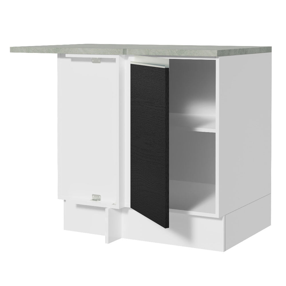 Bajo Mesada de Esquina de Cocina con 1 Puerta Glamy Blanco/Negro
