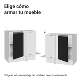 Bajo Mesada Esquinero 94 cm 1 Puerta (Sin Mesada) Blanco/Negro Glamy Madesa