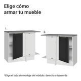 Bajo Mesada Esquinero 1 Puerta Blanco/Negro Lux Madesa