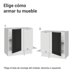 Bajo Mesada Esquinero 94 cm 1 Puerta (Sin Mesada) Blanco/Negro Lux Madesa