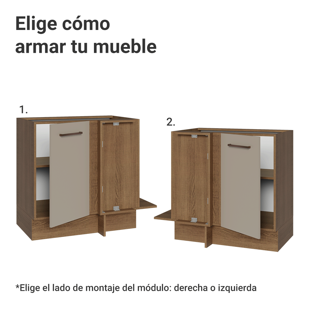 Bajo Mesada Esquinero 94 cm 1 Puerta (Sin Mesada) Marrón/Crema Agata Madesa