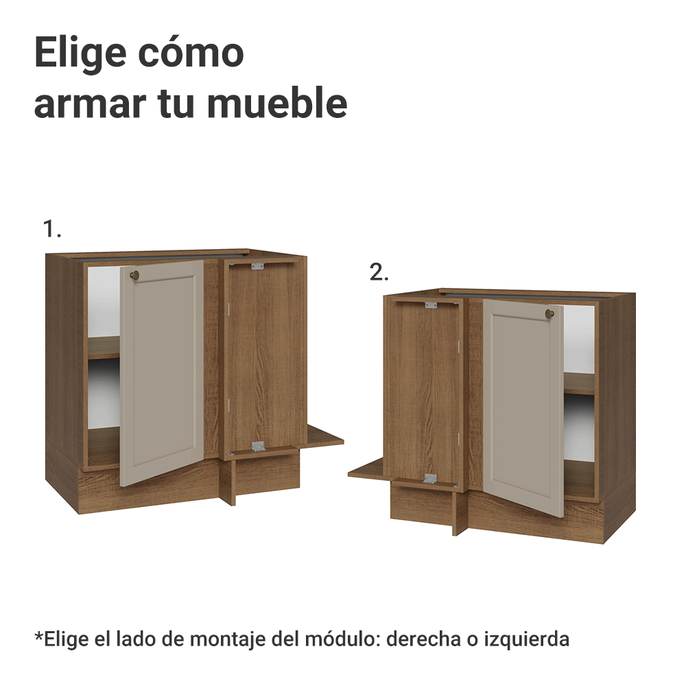 Bajo Mesada Esquinero 94 cm 1 Puerta (Sin Mesada) Marrón/Crema Vik Madesa