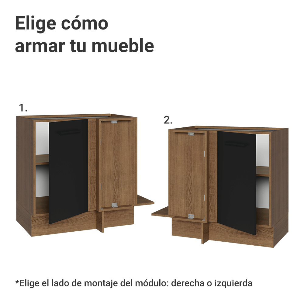 Bajo Mesada Esquinero 94 cm 1 Puerta (Sin Mesada) Marrón/Negro Agata Madesa