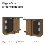 Bajo Mesada Esquinero 1 Puerta (Con Mesada) Marrón/Negro Lux Madesa