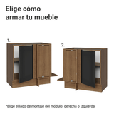 Bajo Mesada Esquinero 1 Puerta (Sin Mesada) Marrón/Negro Lux Madesa