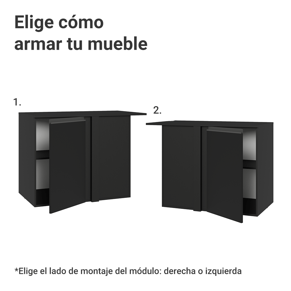 Bajo Mesada Esquinero Flotante 1 Puerta Negro Nice Madesa