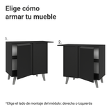Bajo Mesada Esquinero 1 Puerta con Patas Negro Nice Madesa