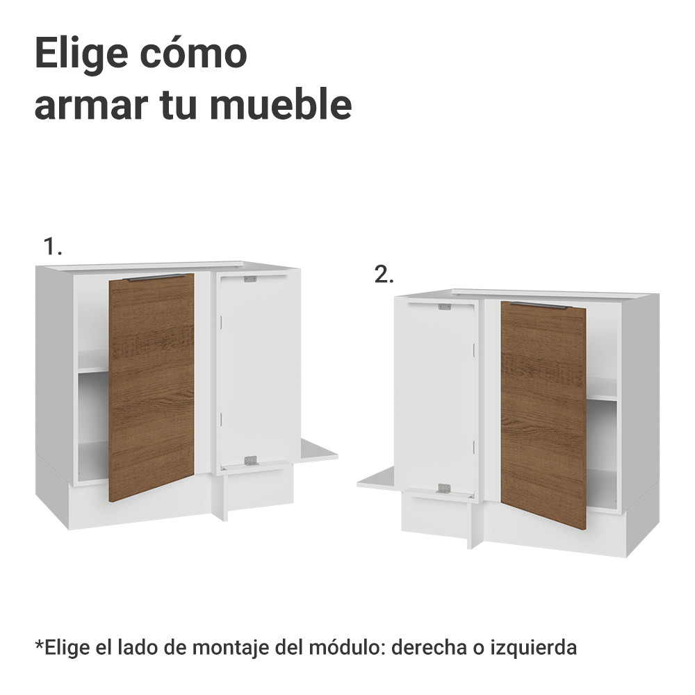 Bajo Mesada Esquinero 94 cm 1 Puerta (Sin Mesada) Blanco/Marrón Stella Madesa