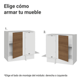 Bajo Mesada Esquinero 94 cm 1 Puerta (Sin Mesada) Blanco/Marrón Stella Madesa