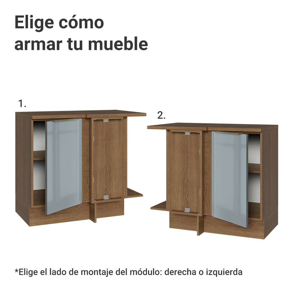 Bajo Mesada Esquinero 1 Puerta Marrón/Gris Lux Madesa