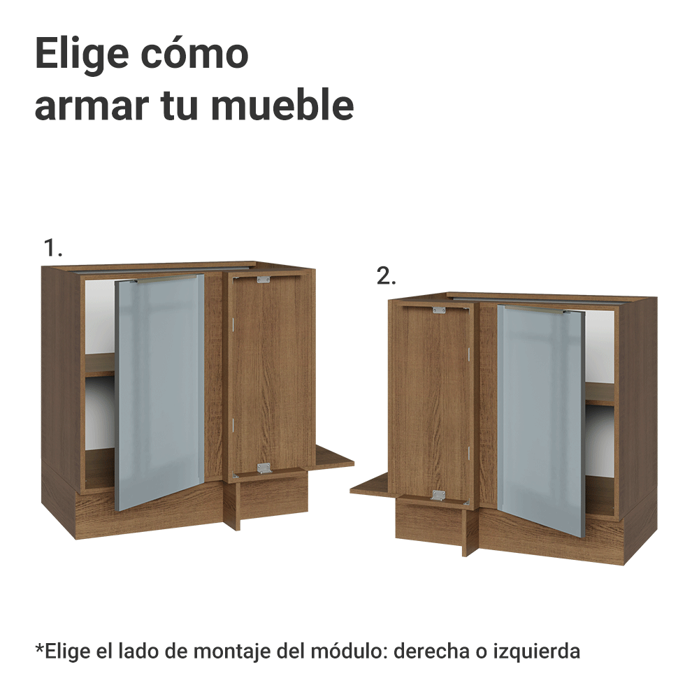 Bajo Mesada Esquinero 1 Puerta (Sin Mesada) Marrón/Gris Lux Madesa