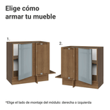 Bajo Mesada Esquinero 1 Puerta (Sin Mesada) Marrón/Gris Lux Madesa