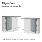 Bajo Mesada Esquinero 94 cm 1 Puerta (Con Mesada) Blanco/Gris Lux Madesa