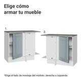 Bajo Mesada Esquinero 1 Puerta Blanco/Gris Lux Madesa