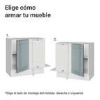 Bajo Mesada Esquinero 94 cm 1 Puerta (Sin Mesada) Blanco/Gris Lux Madesa