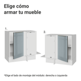Bajo Mesada Esquinero 1 Puerta (Sin Mesada) Blanco/Gris Lux Madesa