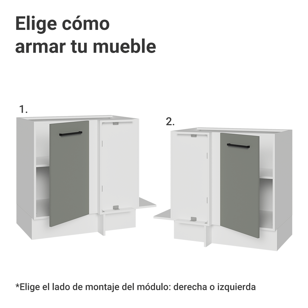 Bajo Mesada Esquinero 94 cm 1 Puerta (Sin Mesada) Blanco/Gris Agata Madesa