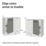 Bajo Mesada Esquinero 94 cm 1 Puerta (Sin Mesada) Blanco/Gris Agata Madesa