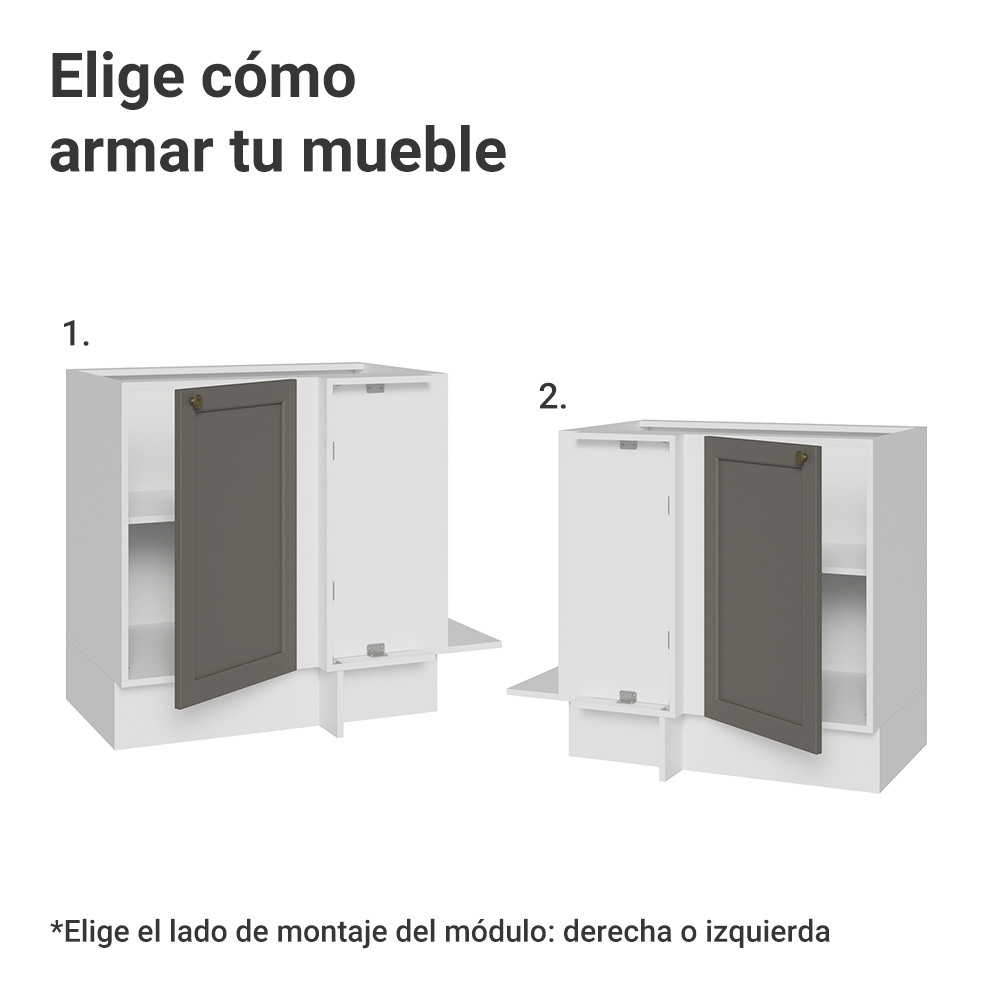 Bajo Mesada Esquinero 94 cm 1 Puerta (Sin Mesada) Blanco/Gris Vik Madesa