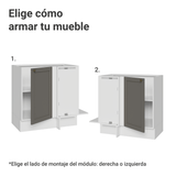 Bajo Mesada Esquinero 94 cm 1 Puerta (Sin Mesada) Blanco/Gris Vik Madesa