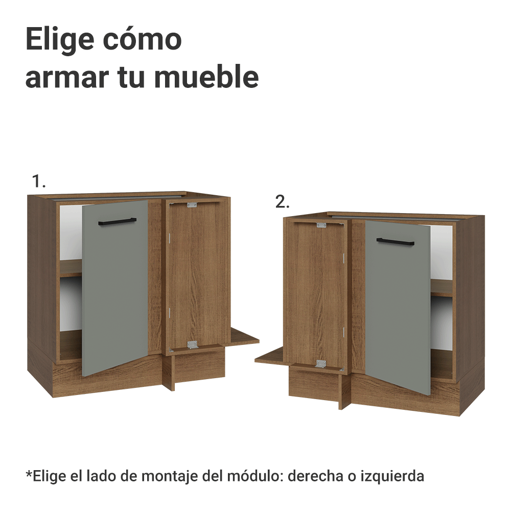 Bajo Mesada Esquinero 94 cm 1 Puerta (Sin Mesada) Marrón/Gris Agata Madesa