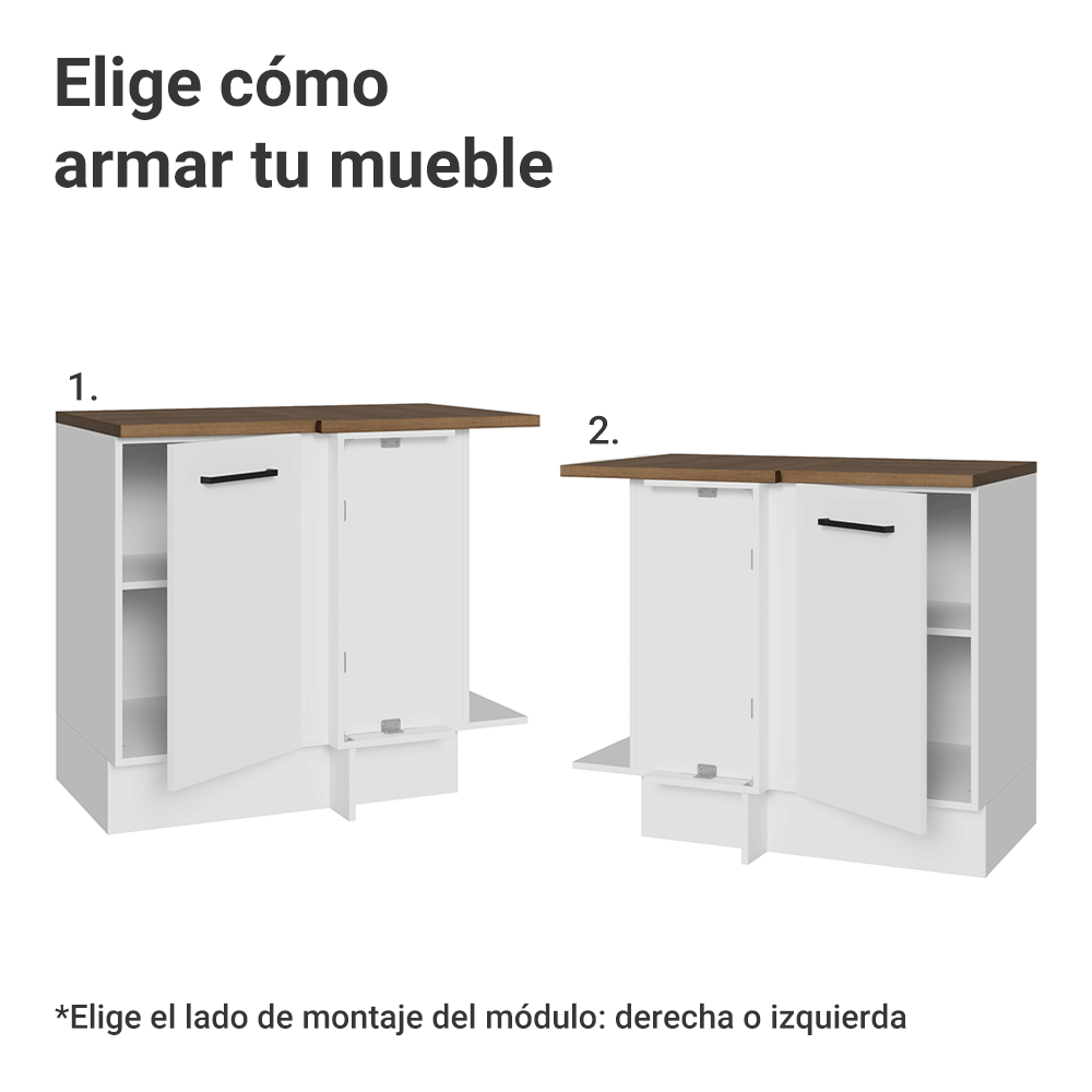 Bajo Mesada Esquinero 94 cm 1 Puerta Blanco/Marrón Agata Madesa