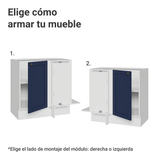 Bajo Mesada Esquinero 94 cm 1 Puerta (Sin Mesada) Blanco/Azul Vik Madesa