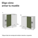Bajo Mesada Esquinero 94 cm 1 Puerta (Sin Mesada) Blanco/Verde Vik Madesa