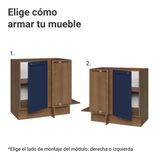 Bajo Mesada Esquinero 94 cm 1 Puerta (Sin Mesada) Marrón/Azul Vik Madesa