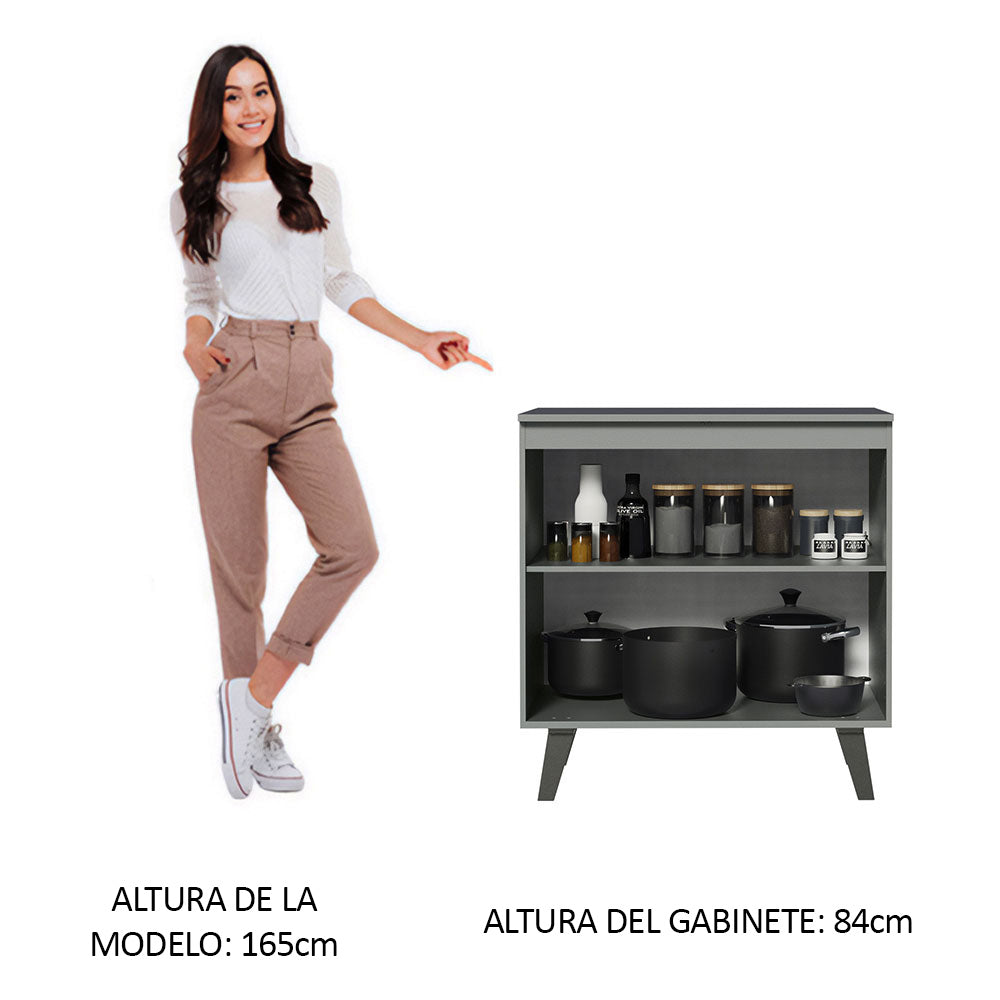 Bajo Mesada 80 cm 2 Puertas con Patas Gris Nice Madesa