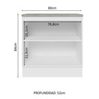 Bajo Mesada 80 cm 2 Puertas Blanco/Negro Glamy Madesa