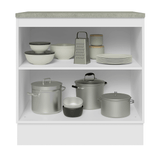 Bajo Mesada de Cocina 80 cm 2 Puetas Blanco/Negro Lux Madesa