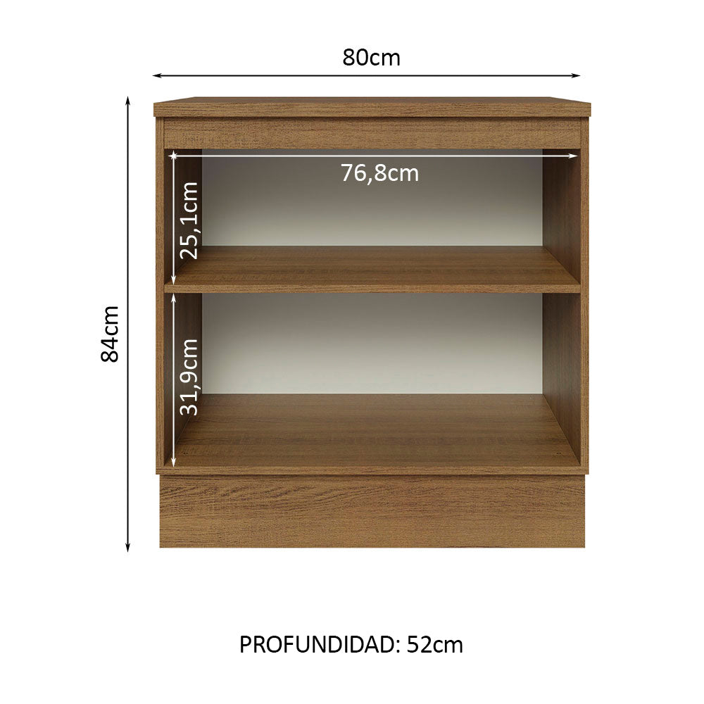 Bajo Mesada Cocina Madesa Glamy 80cm Con Tapa Marrón/Negro